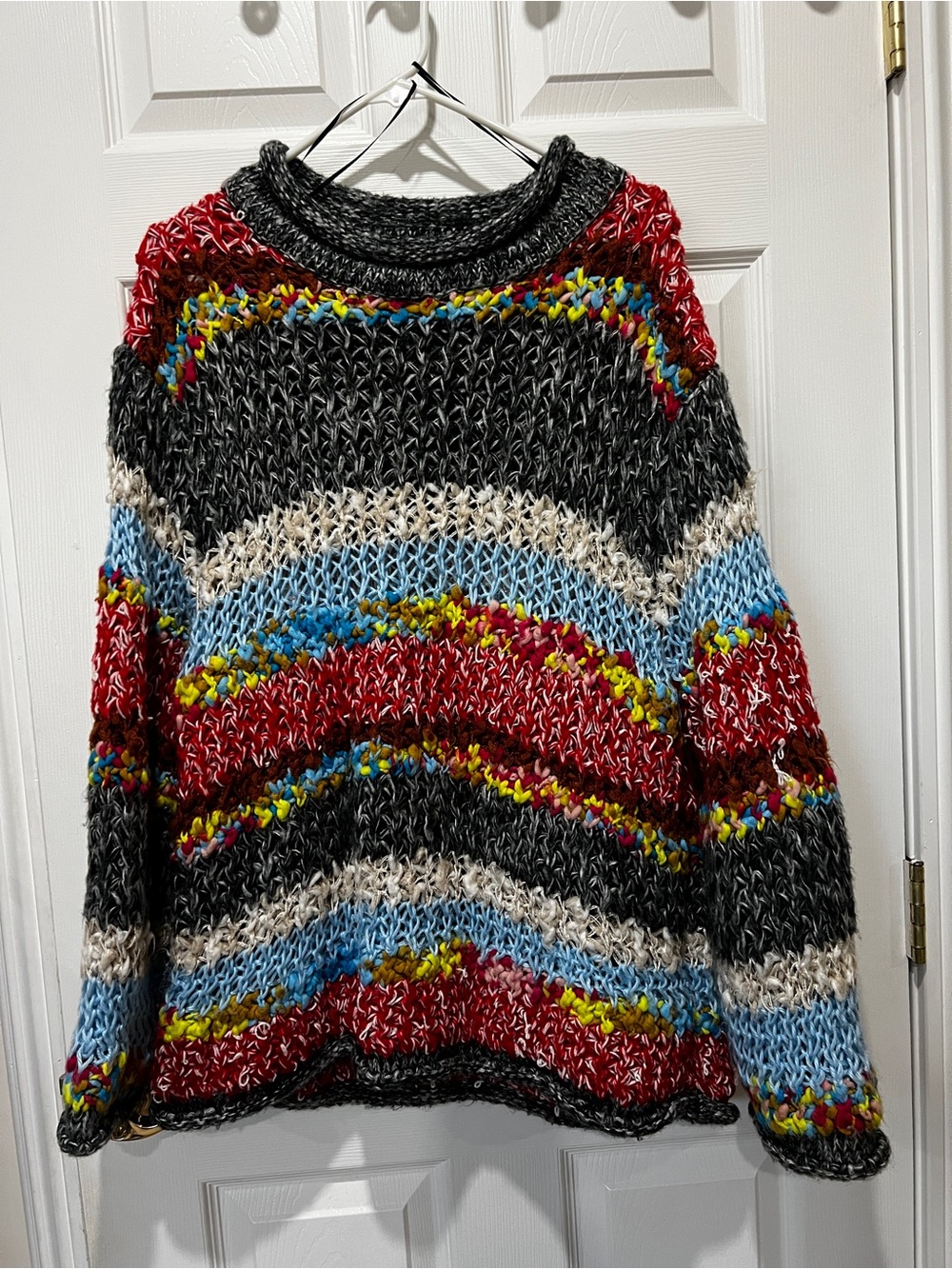 Zara Knit Crunchy Sweater Loose Knit Multi Color Size Small Loose Fit Oversized